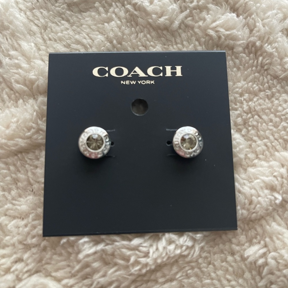 NWT coach silver diamond earrings